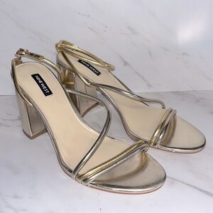 Nine West Nelly metallic silver & gold strappy heels sz 11